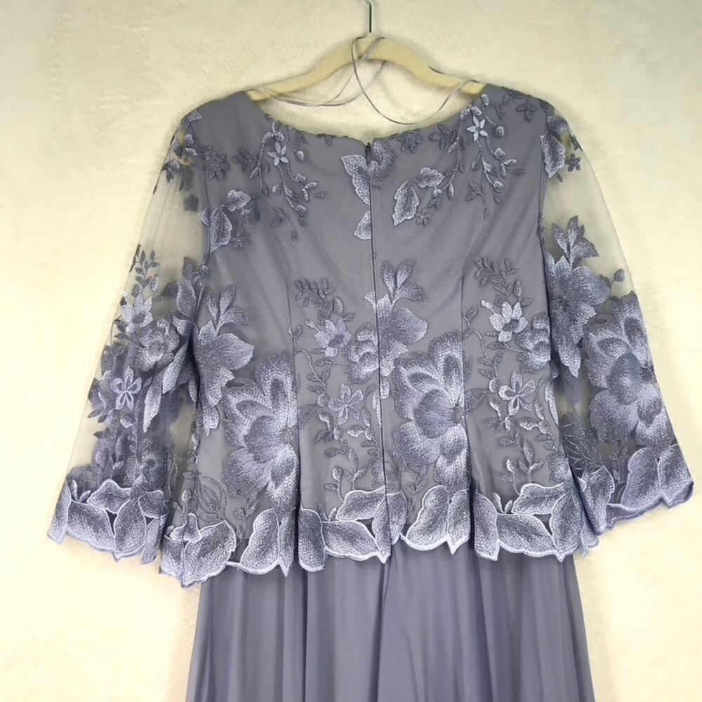 Alex Evenings Dress Size 4 Purple Embroidered Chiffon Mock Tea Knee Length Midi - Picture 11 of 14